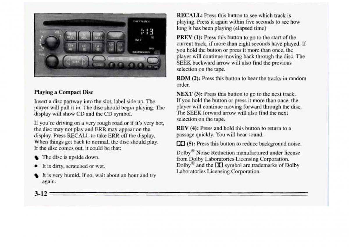 Chevrolet Monte Carlo V 5 owners manual / page 122