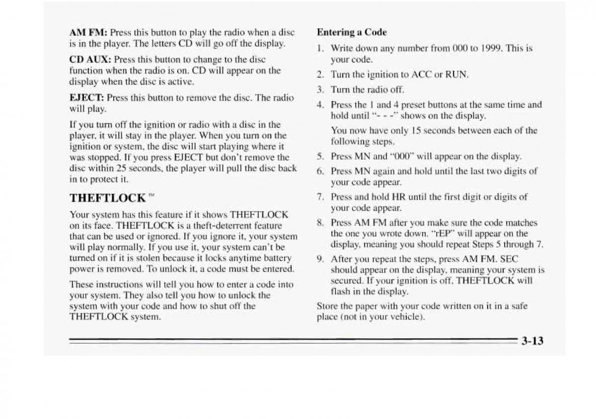 Chevrolet Monte Carlo V 5 owners manual / page 123