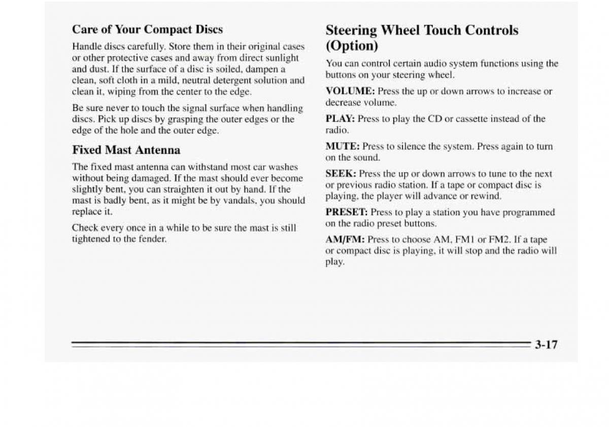 Chevrolet Monte Carlo V 5 owners manual / page 127