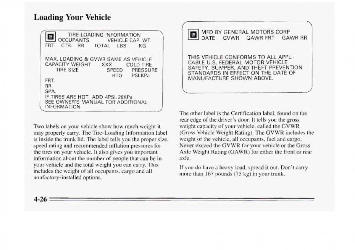 Chevrolet Monte Carlo V 5 owners manual / page 154