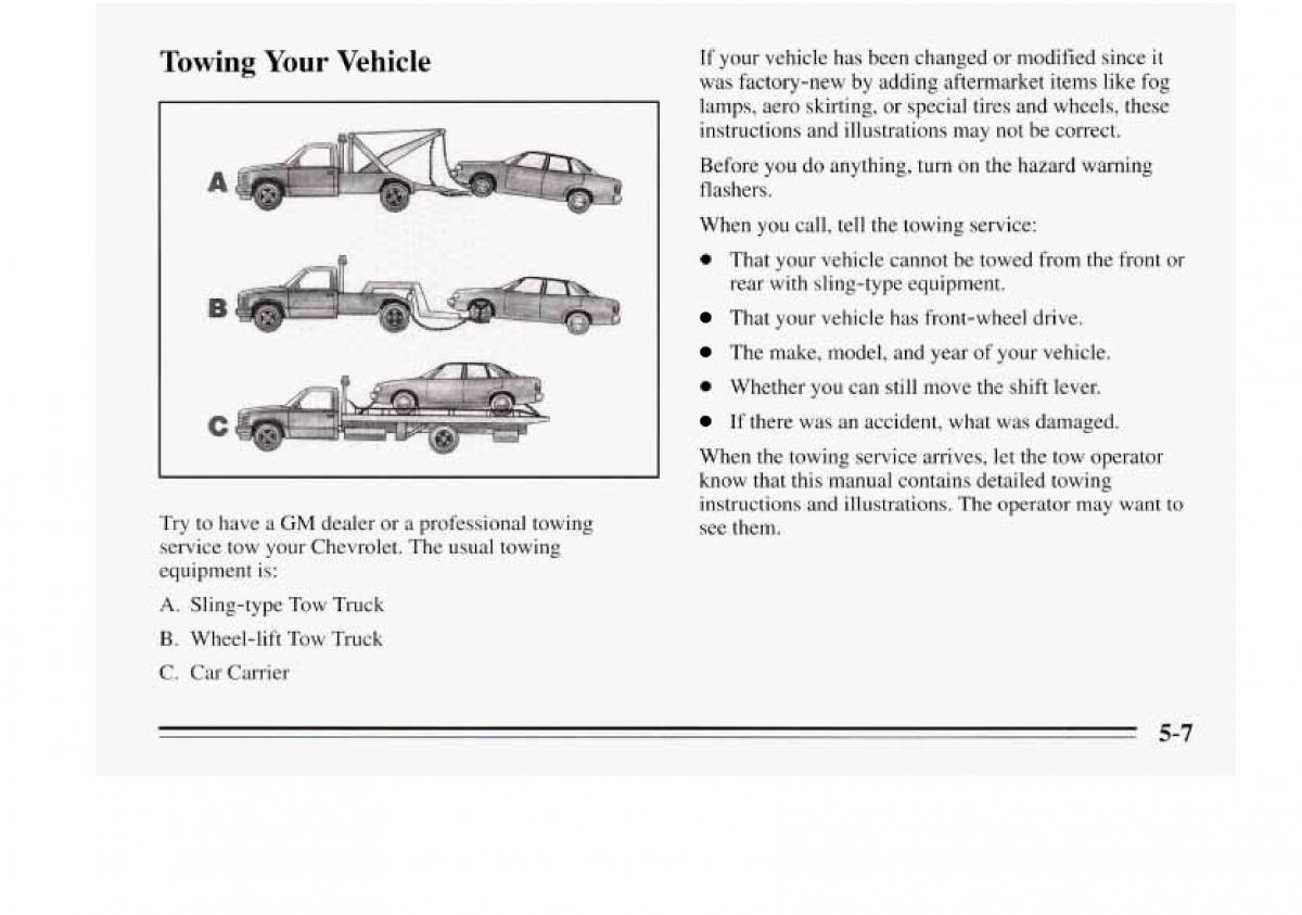 Chevrolet Monte Carlo V 5 owners manual / page 169