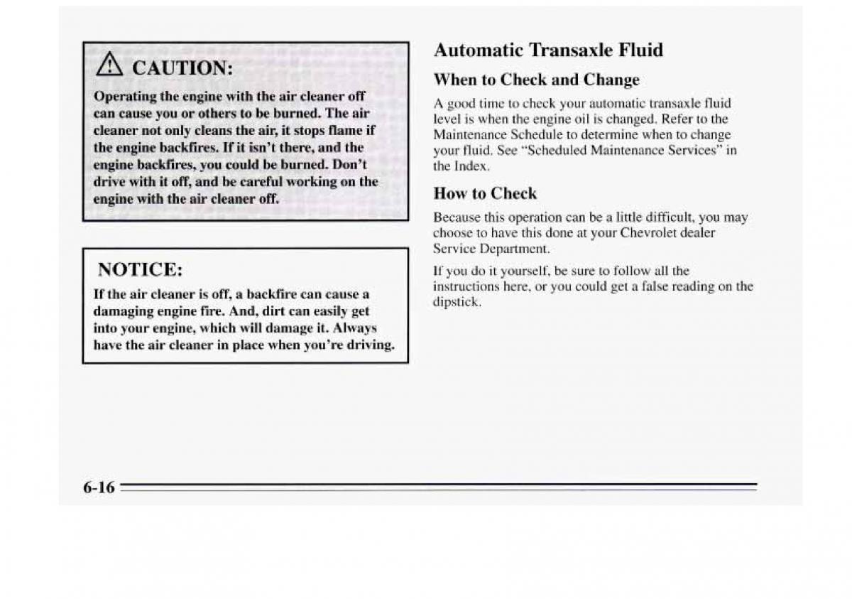 Chevrolet Monte Carlo V 5 owners manual / page 210