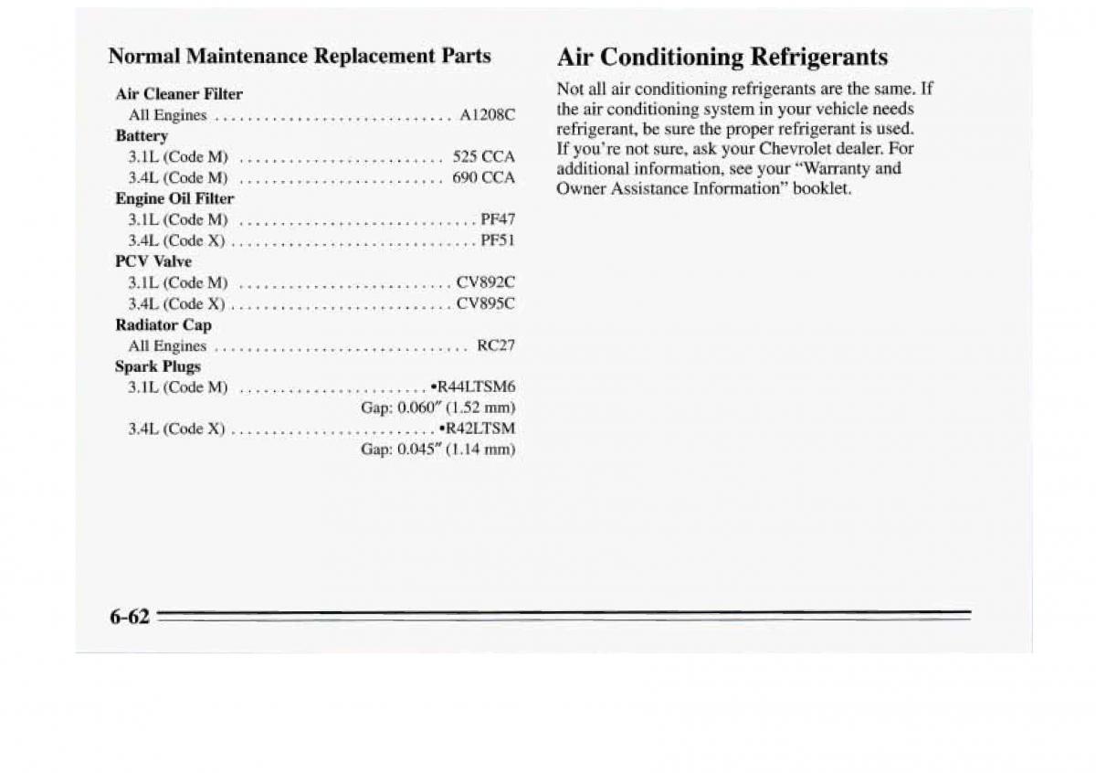 Chevrolet Monte Carlo V 5 owners manual / page 256