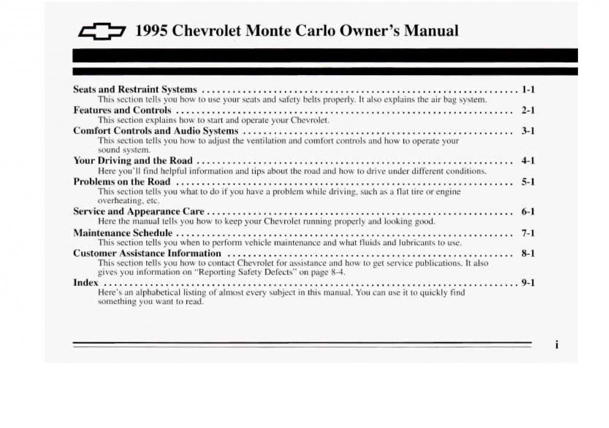 Chevrolet Monte Carlo V 5 owners manual / page 3