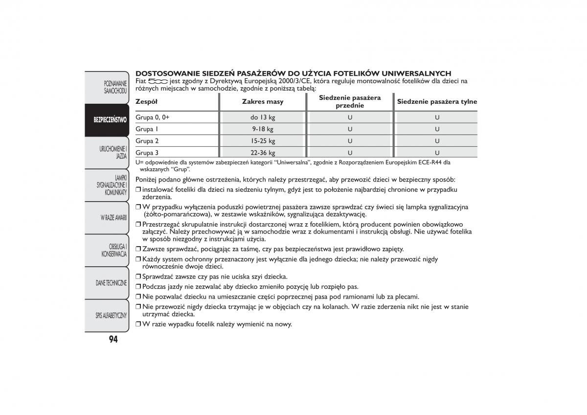 Fiat 500 instrukcja obslugi / page 97