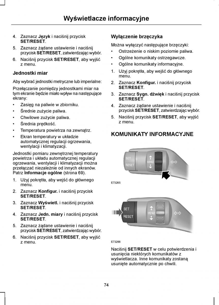 Ford Kuga I 1 instrukcja obslugi / page 76