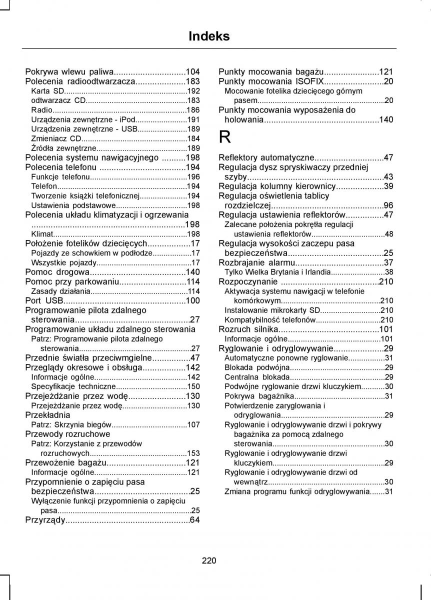 Ford Kuga I 1 instrukcja obslugi / page 222