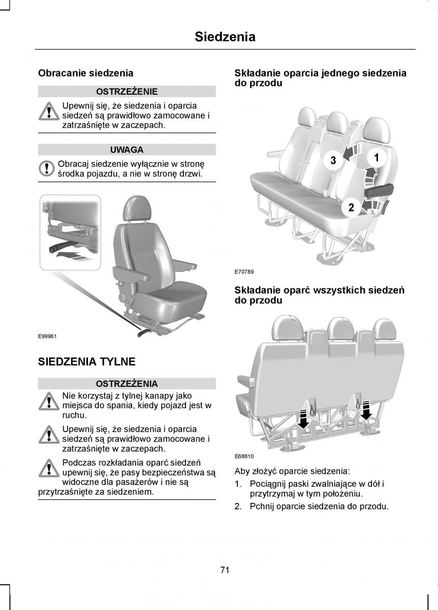 Ford Transit VII 7 instrukcja obslugi / page 73