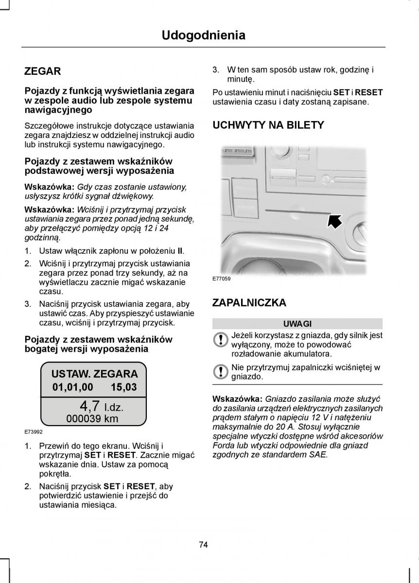 manual  Ford Transit VII 7 instrukcja / page 76