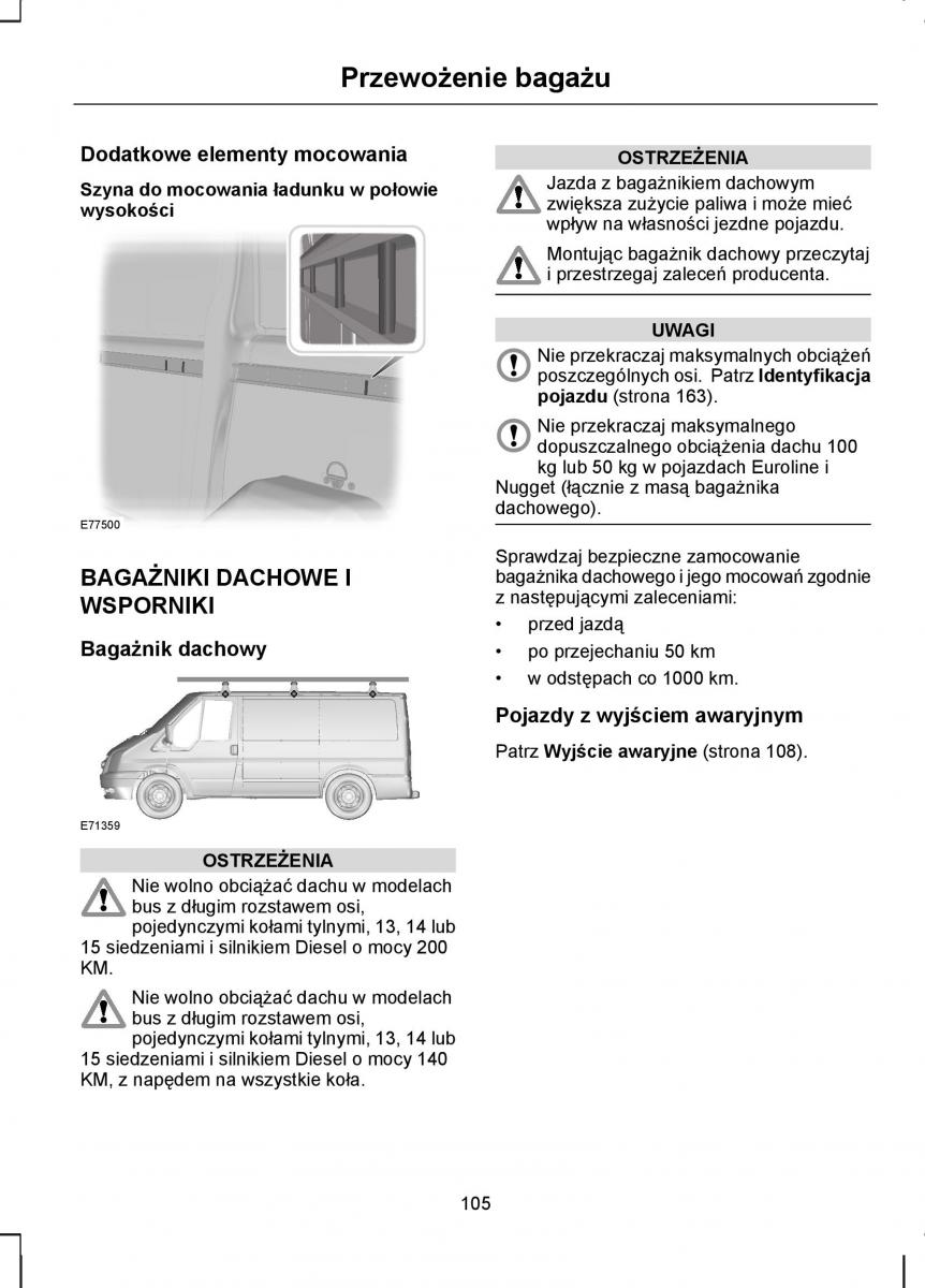 manual  Ford Transit VII 7 instrukcja / page 107