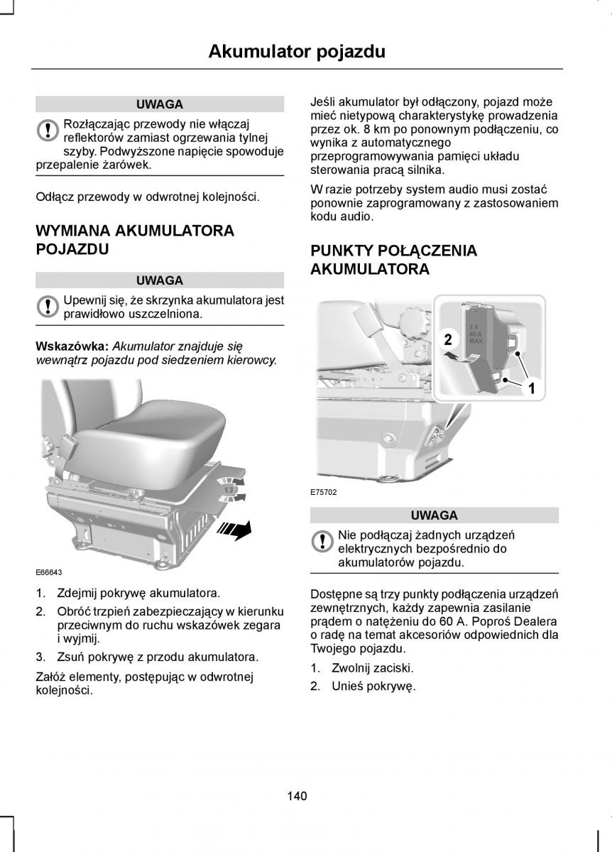 manual  Ford Transit VII 7 instrukcja / page 142