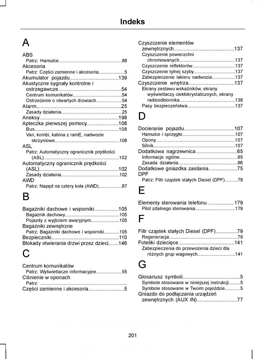 Ford Transit VII 7 instrukcja obslugi / page 203