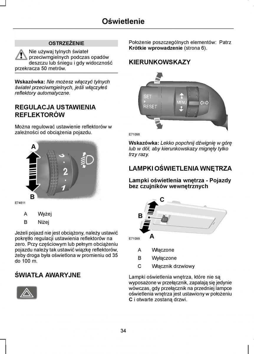 Ford Transit VII 7 instrukcja obslugi / page 36