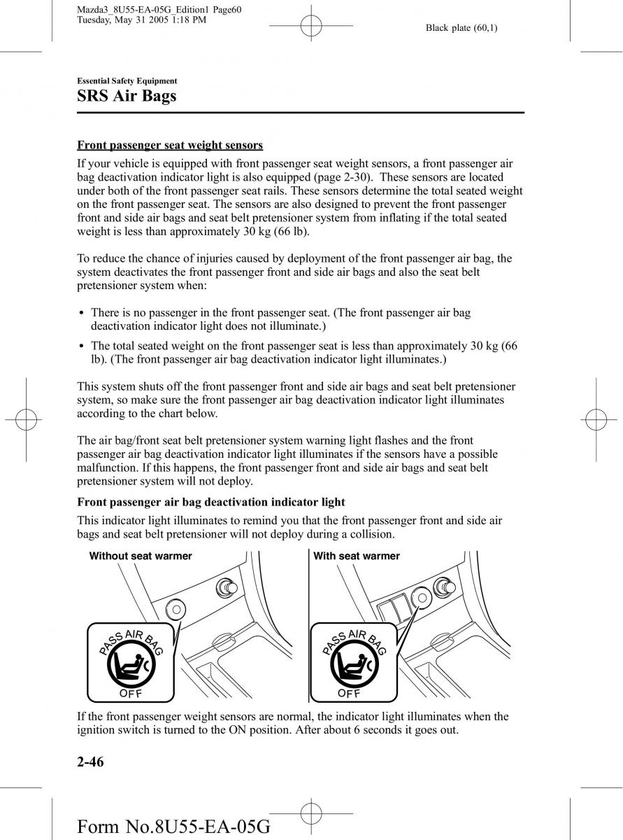 Mazda 3 I 1 owners manual / page 60