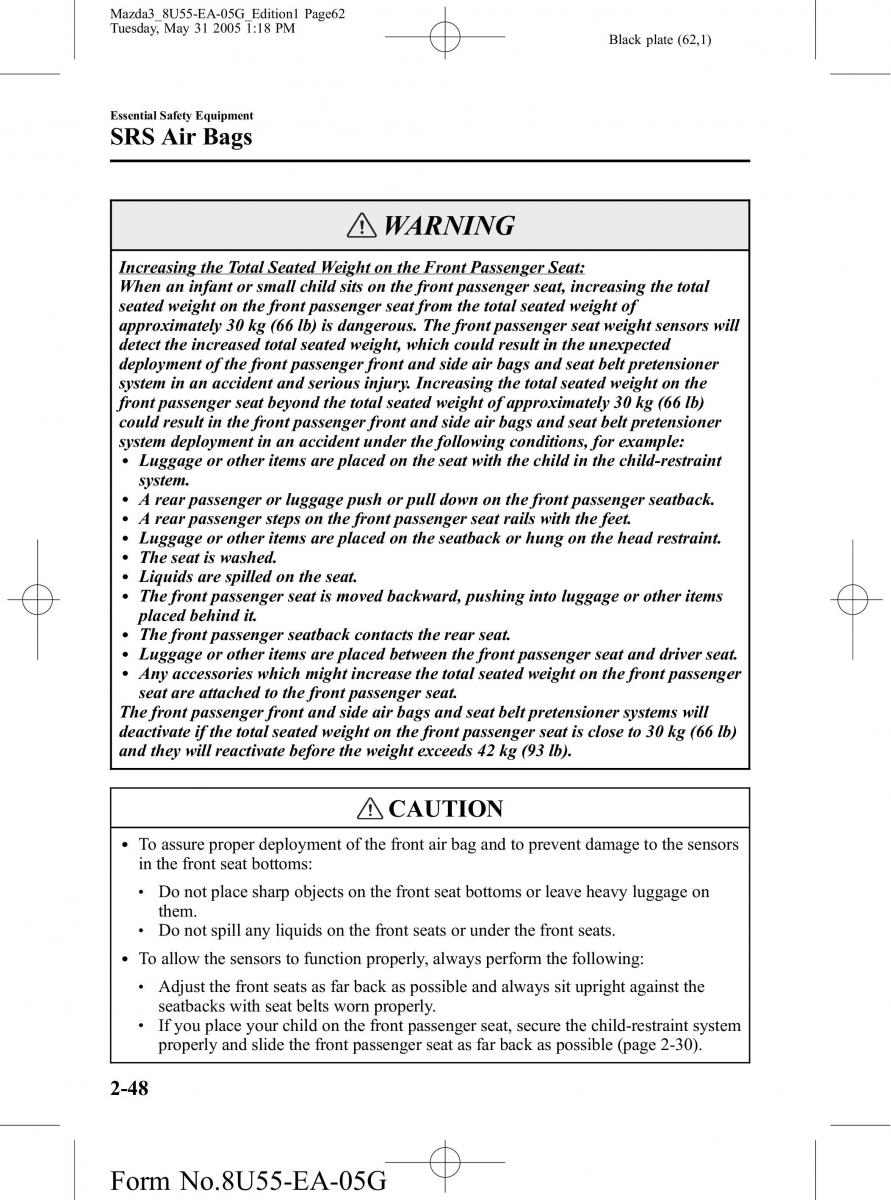 Mazda 3 I 1 owners manual / page 62