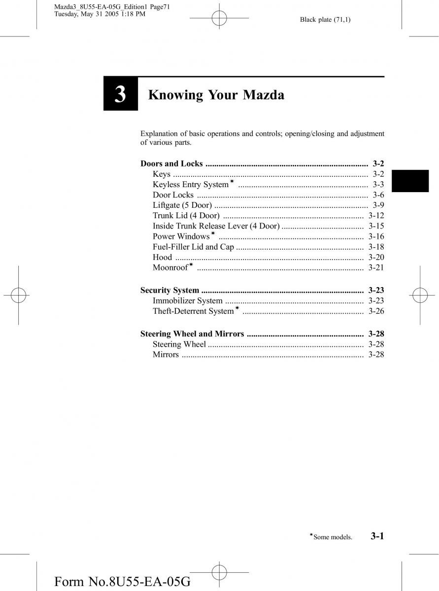 Mazda 3 I 1 owners manual / page 71