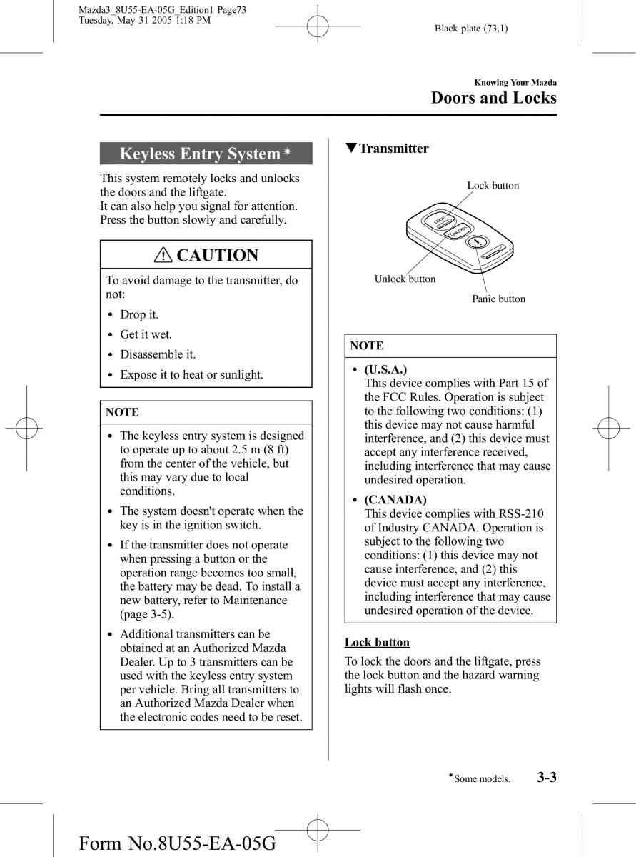 Mazda 3 I 1 owners manual / page 73