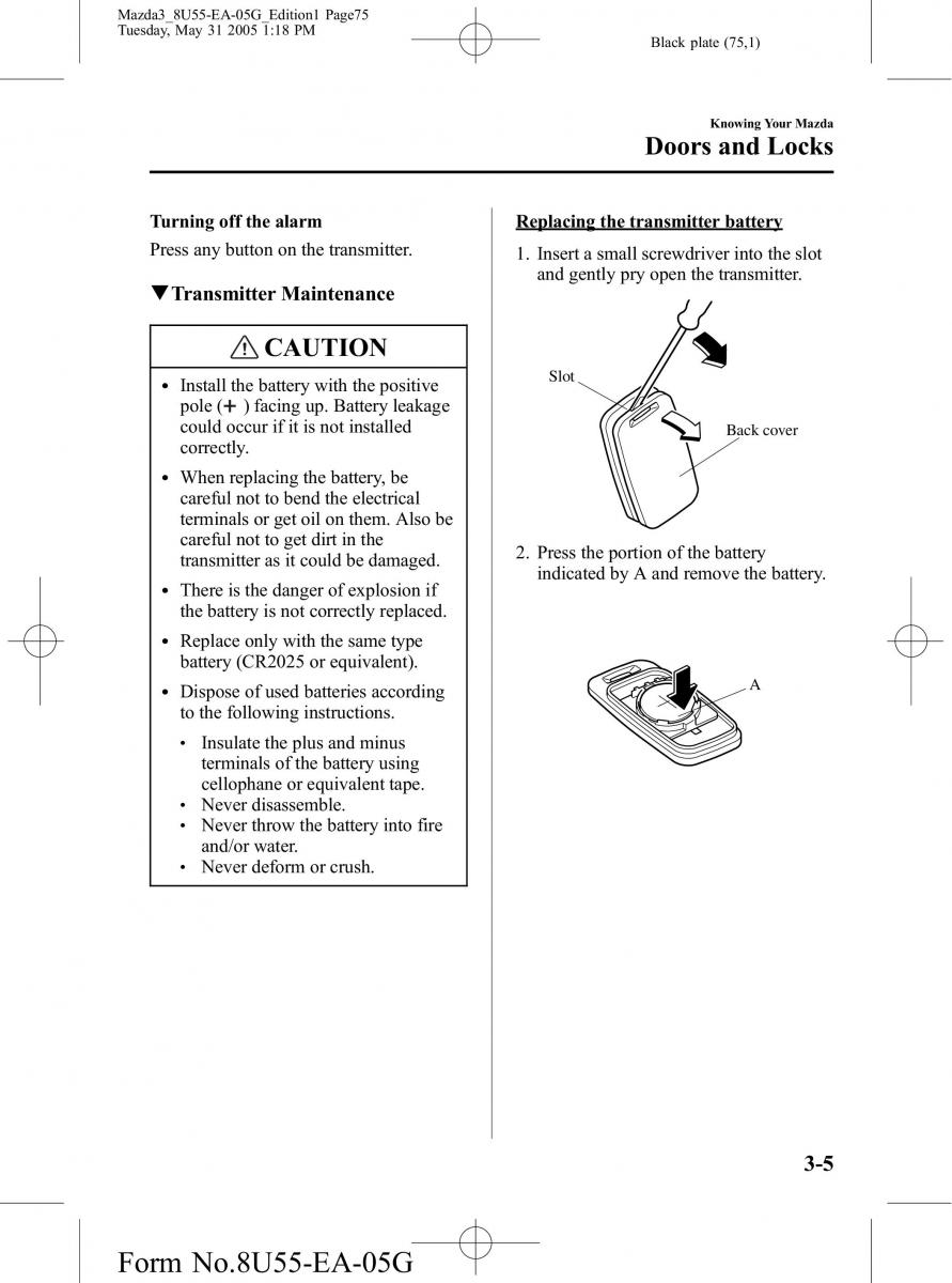 Mazda 3 I 1 owners manual / page 75