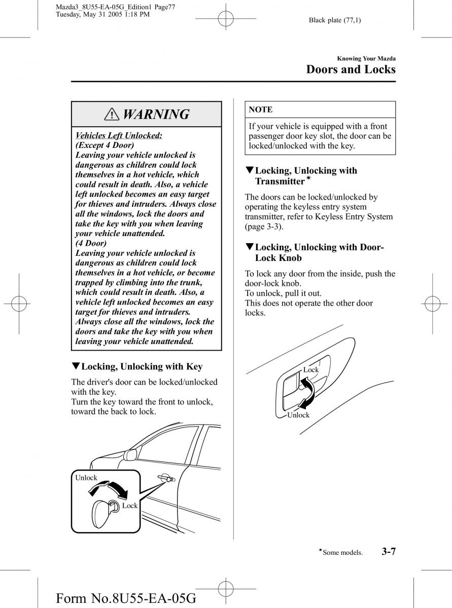 Mazda 3 I 1 owners manual / page 77