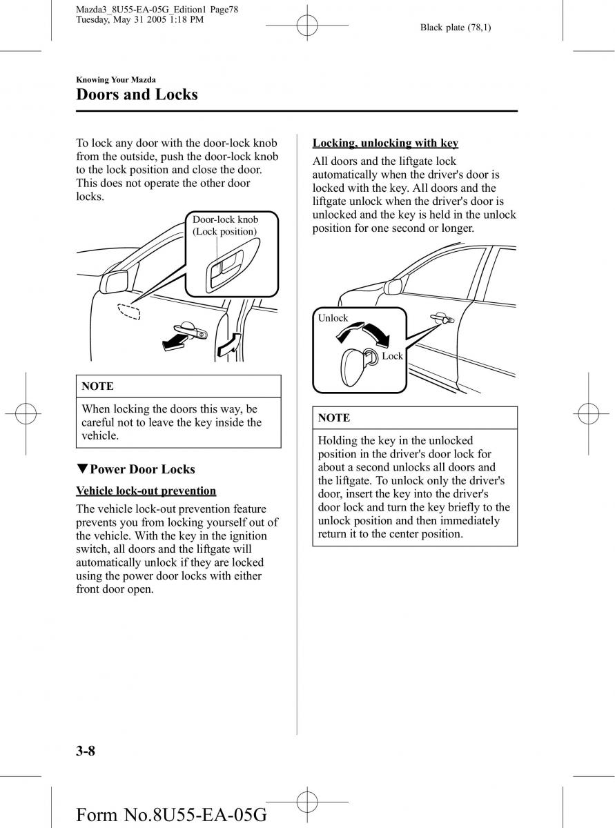 Mazda 3 I 1 owners manual / page 78