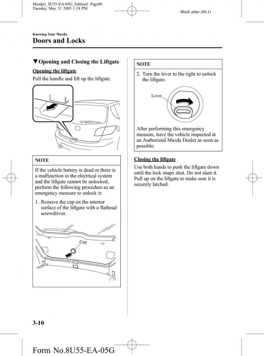 Mazda 3 I 1 owners manual / page 80