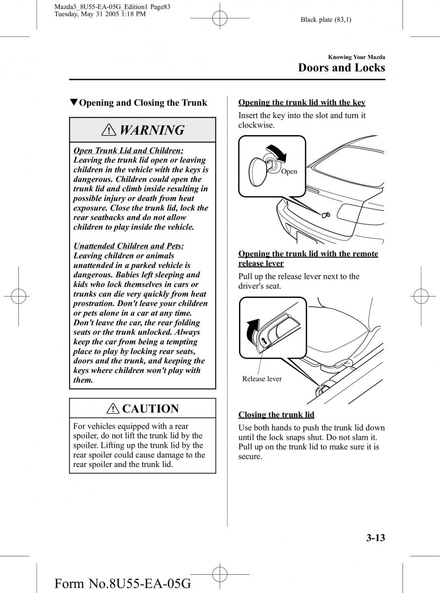 Mazda 3 I 1 owners manual / page 83