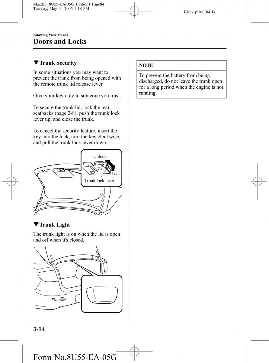 Mazda 3 I 1 owners manual / page 84