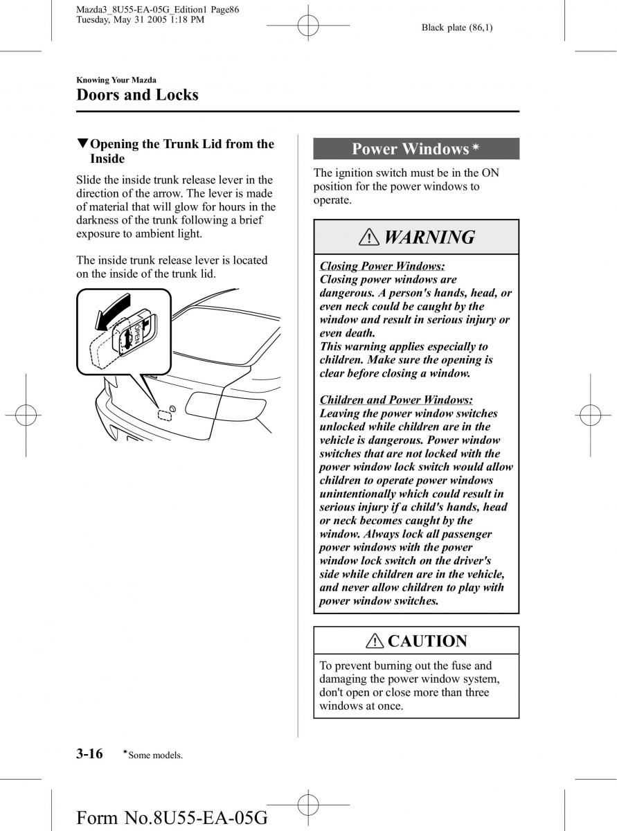 Mazda 3 I 1 owners manual / page 86