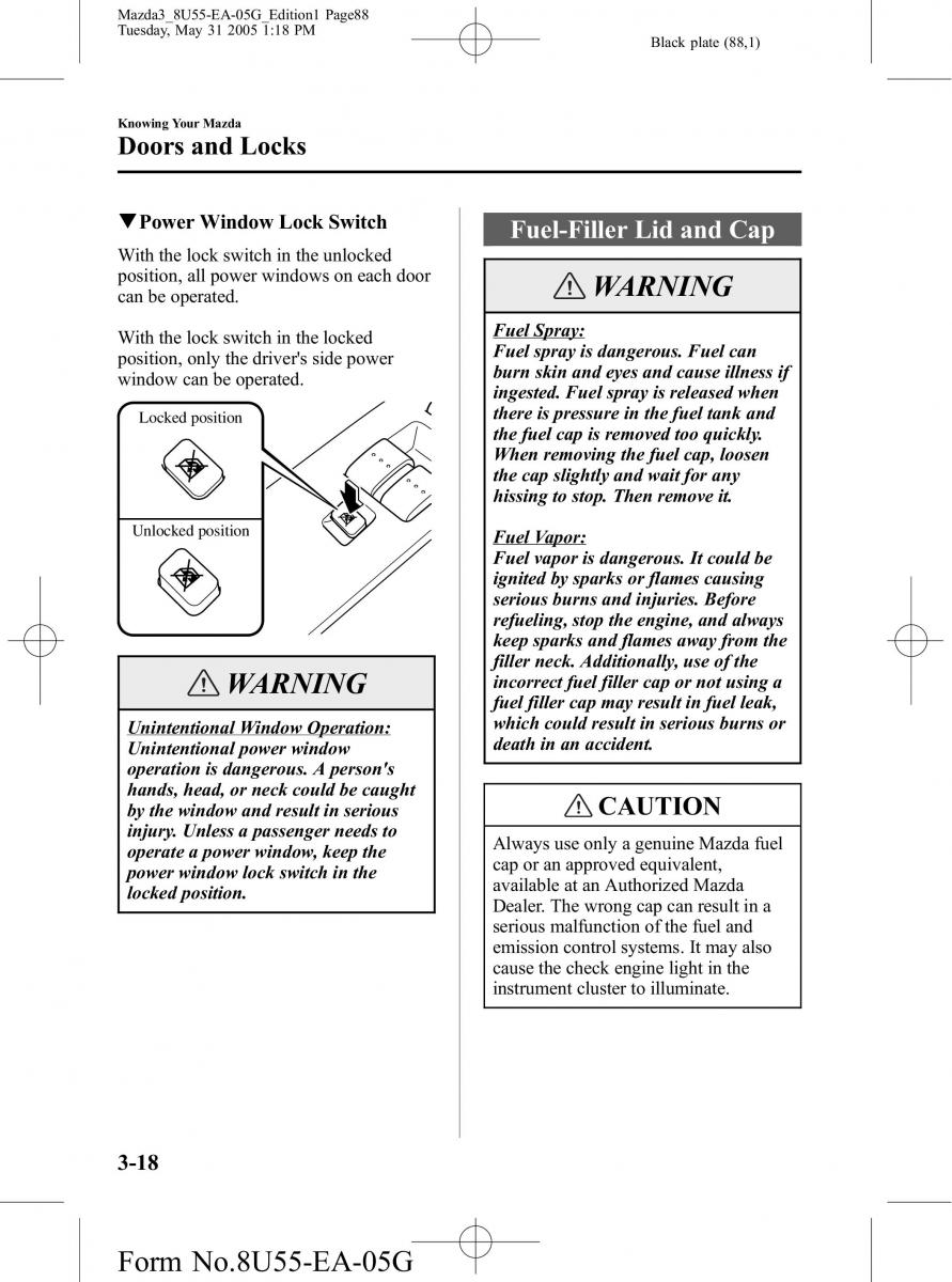 Mazda 3 I 1 owners manual / page 88