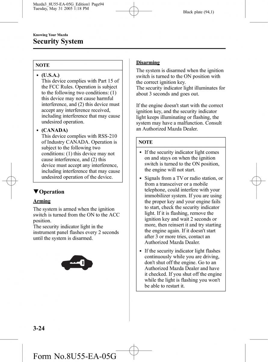 Mazda 3 I 1 owners manual / page 94