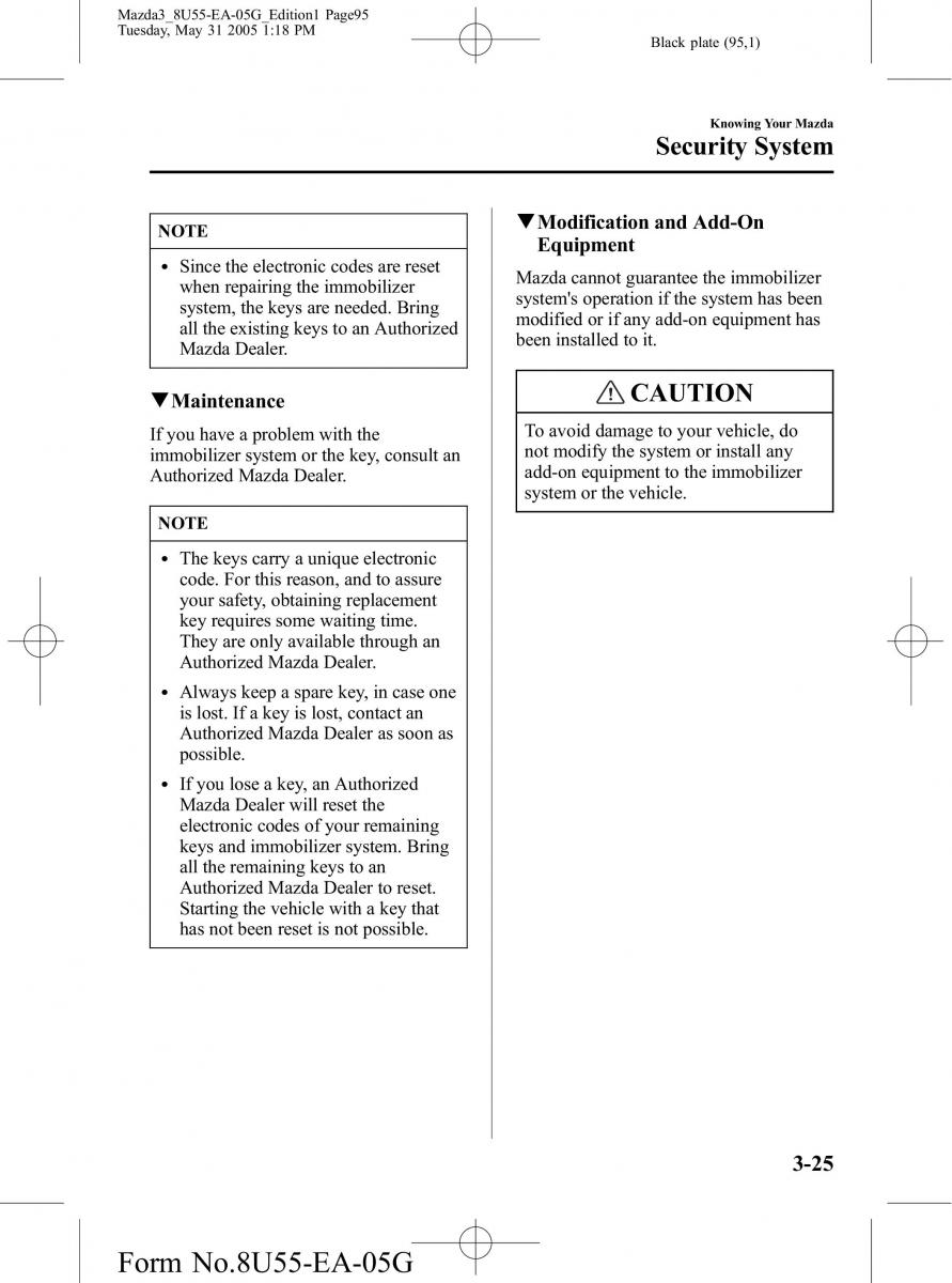 Mazda 3 I 1 owners manual / page 95