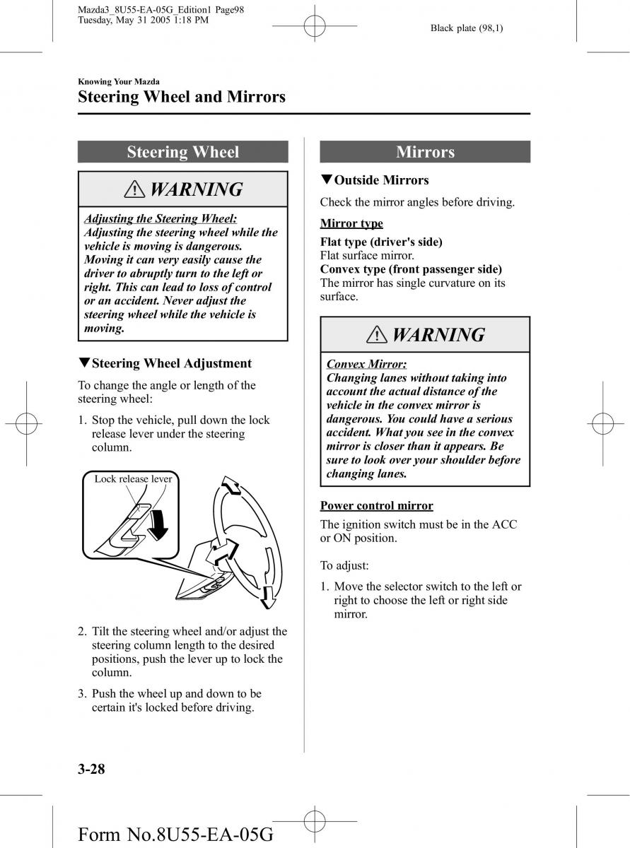 Mazda 3 I 1 owners manual / page 98