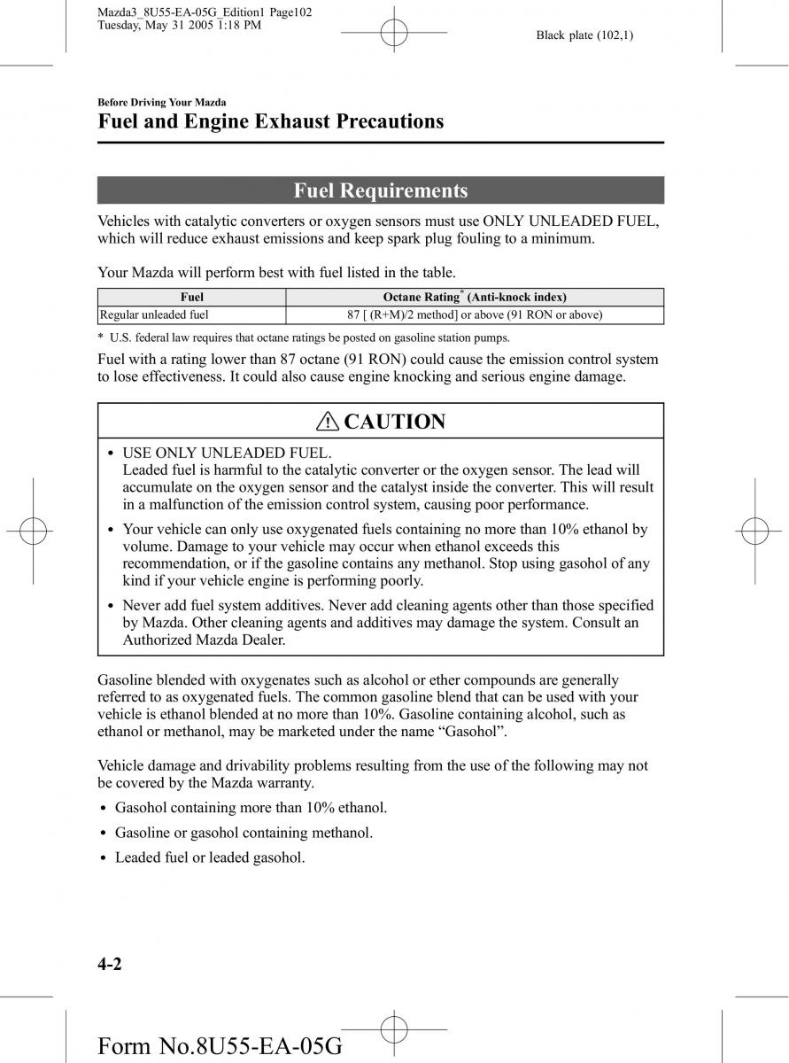 Mazda 3 I 1 owners manual / page 102