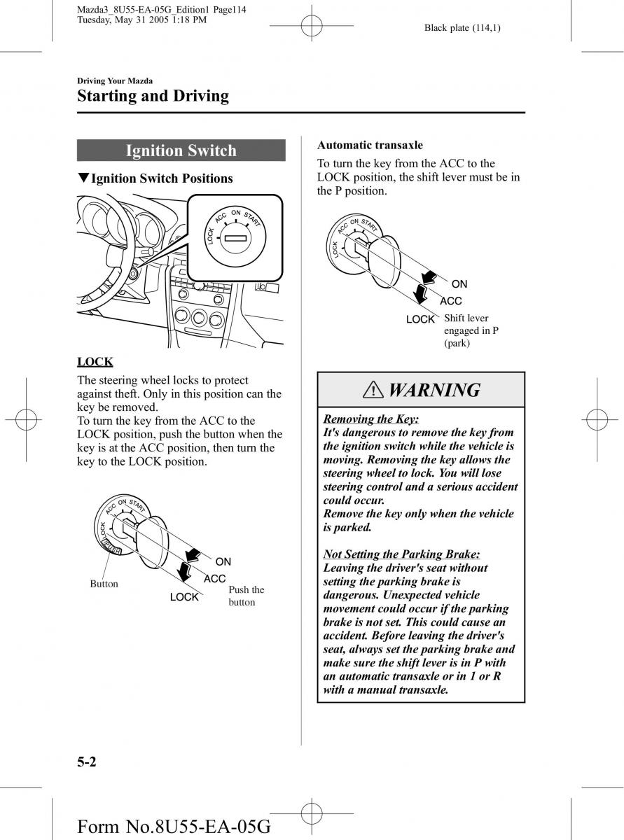 Mazda 3 I 1 owners manual / page 114