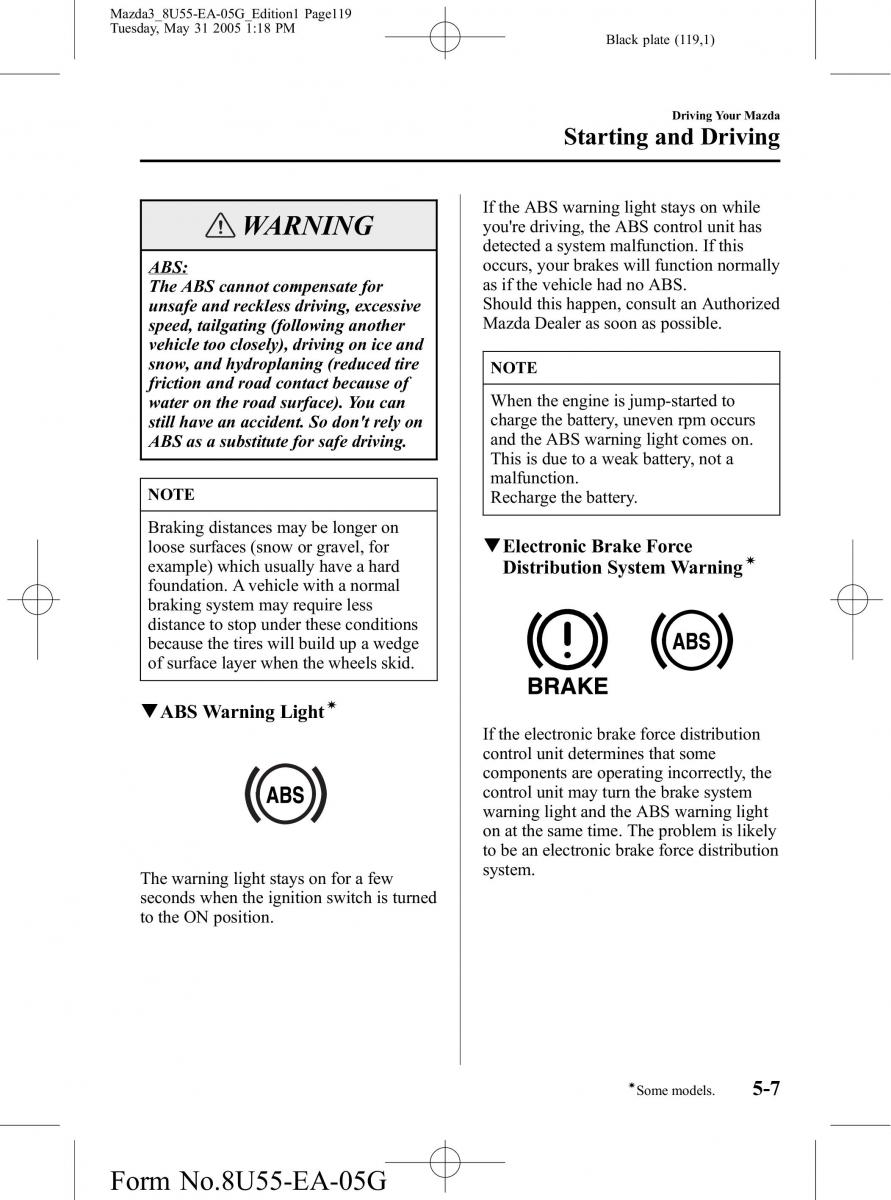 Mazda 3 I 1 owners manual / page 119