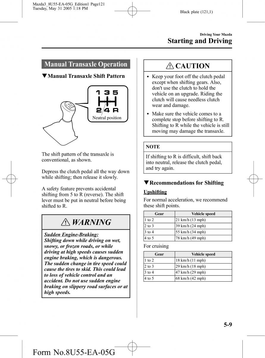 Mazda 3 I 1 owners manual / page 121