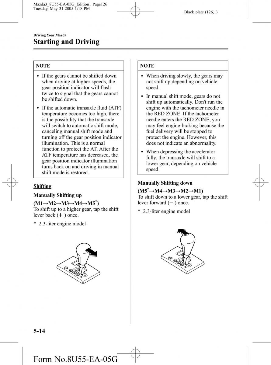 Mazda 3 I 1 owners manual / page 126