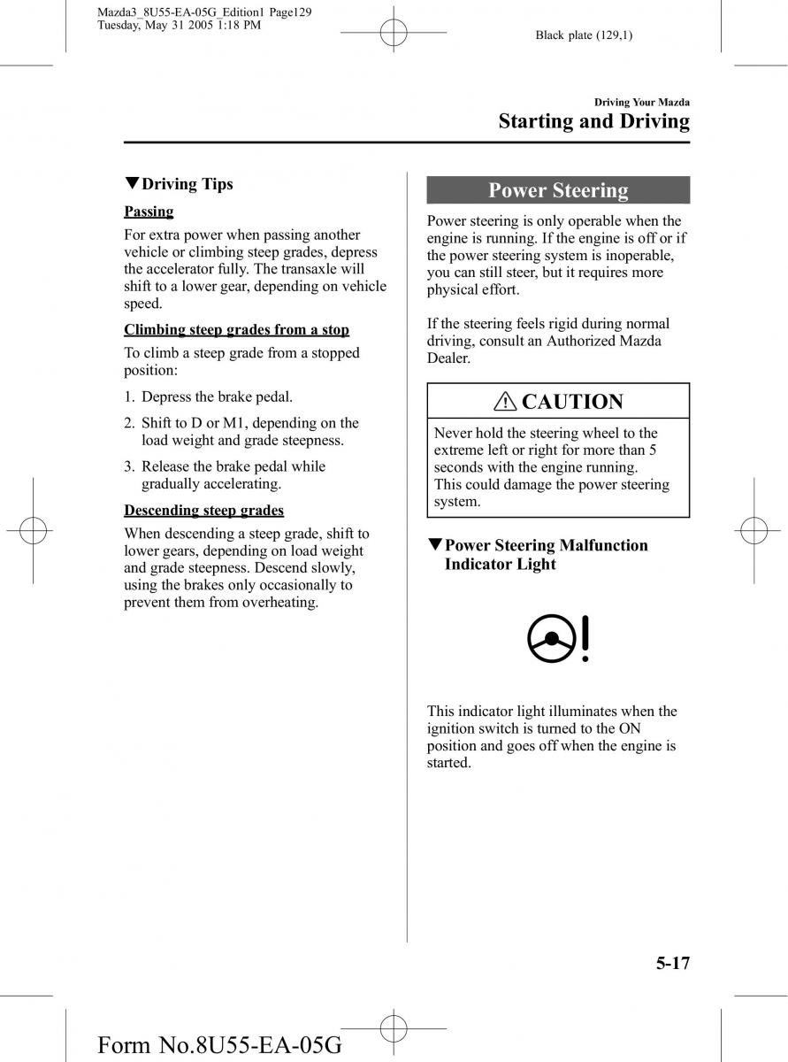 Mazda 3 I 1 owners manual / page 129