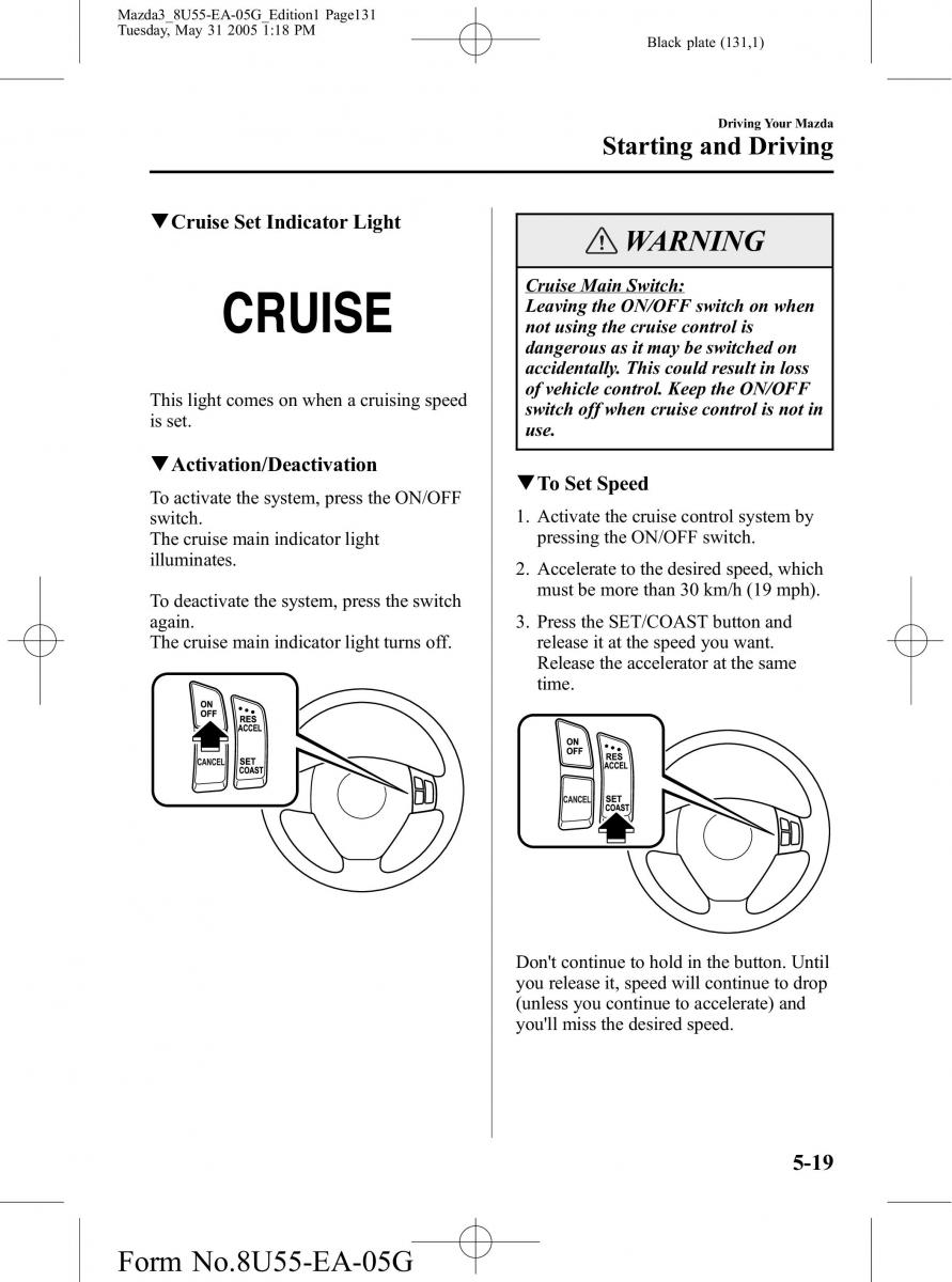 Mazda 3 I 1 owners manual / page 131