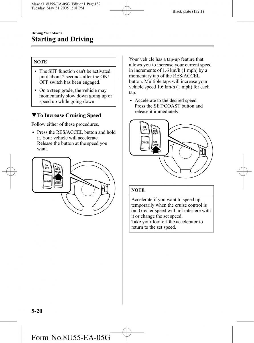 Mazda 3 I 1 owners manual / page 132