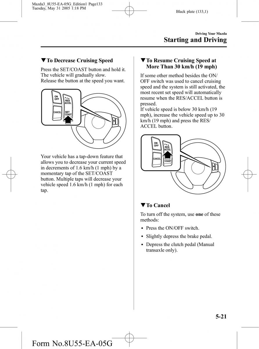 Mazda 3 I 1 owners manual / page 133