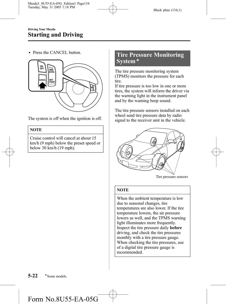 Mazda 3 I 1 owners manual / page 134