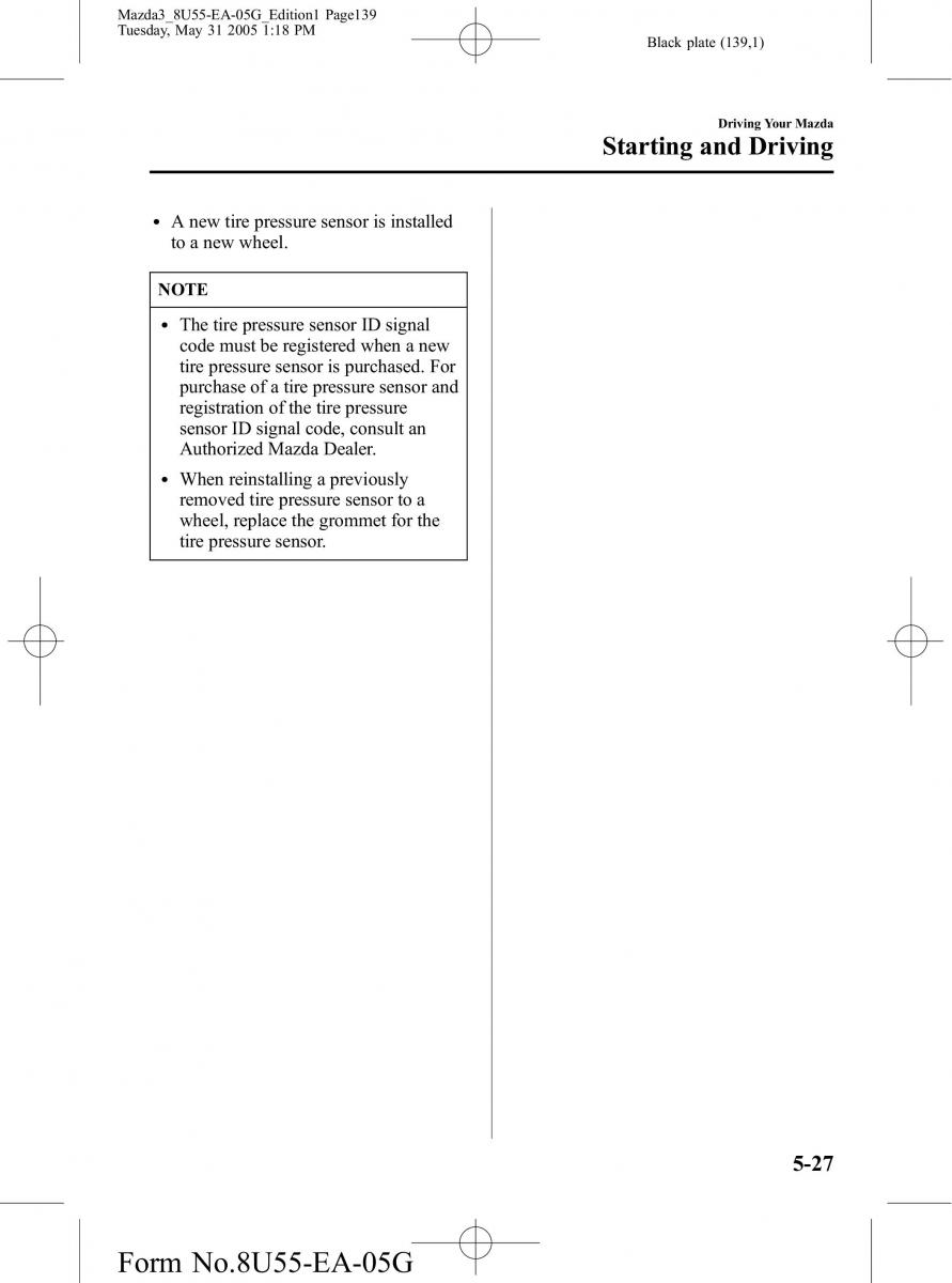 Mazda 3 I 1 owners manual / page 139