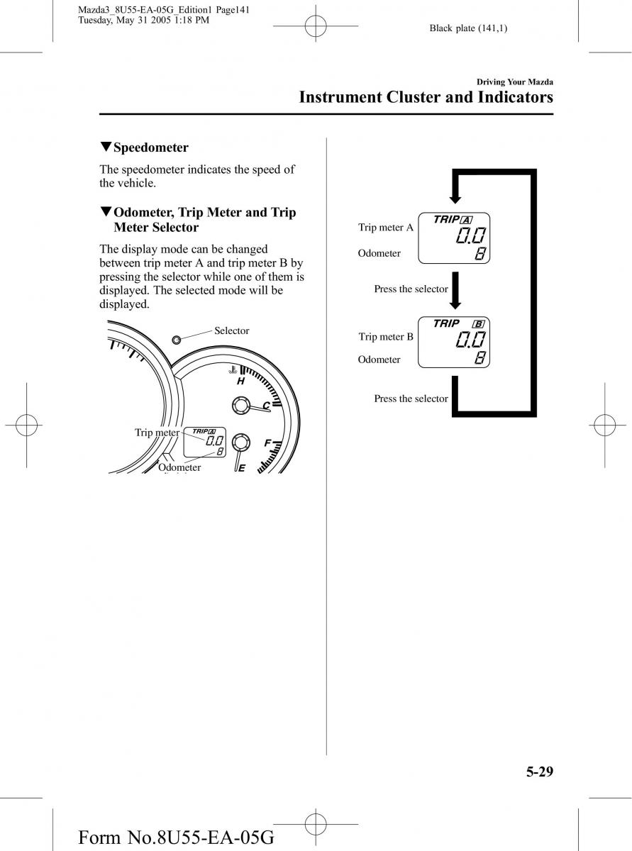 Mazda 3 I 1 owners manual / page 141