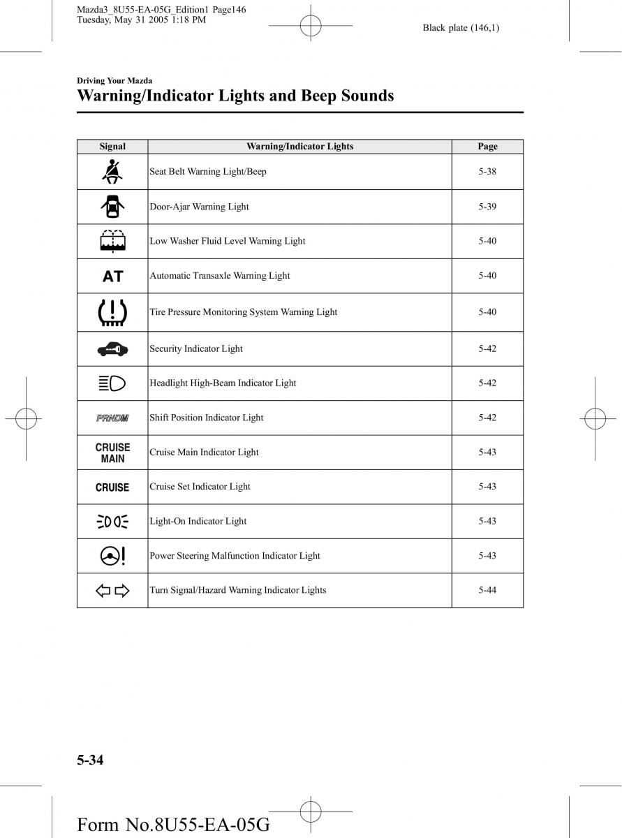 Mazda 3 I 1 owners manual / page 146