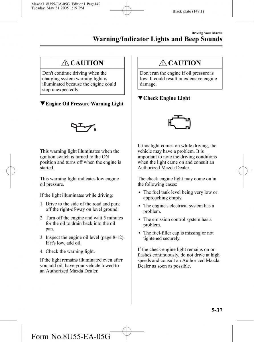 Mazda 3 I 1 owners manual / page 149