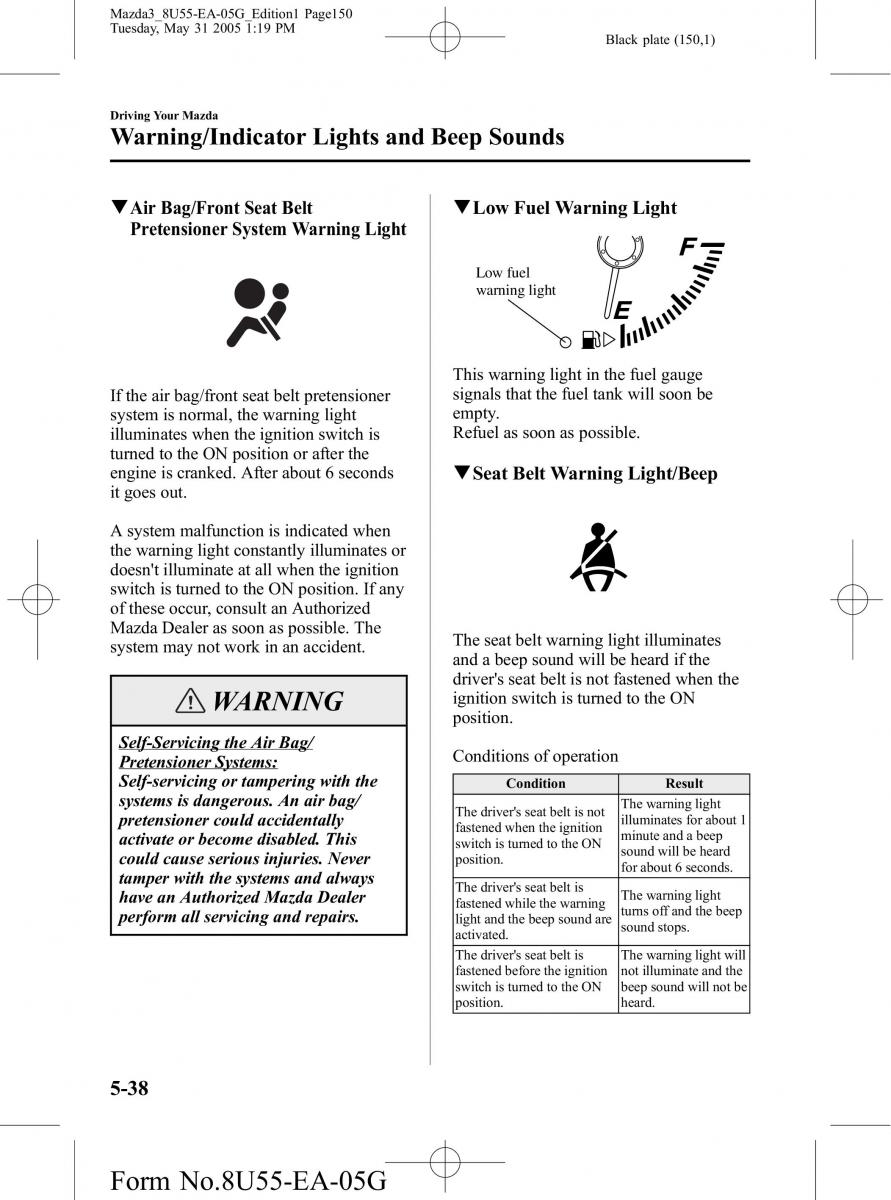 Mazda 3 I 1 owners manual / page 150