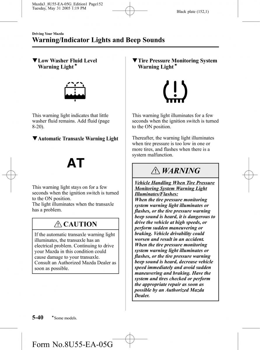 Mazda 3 I 1 owners manual / page 152