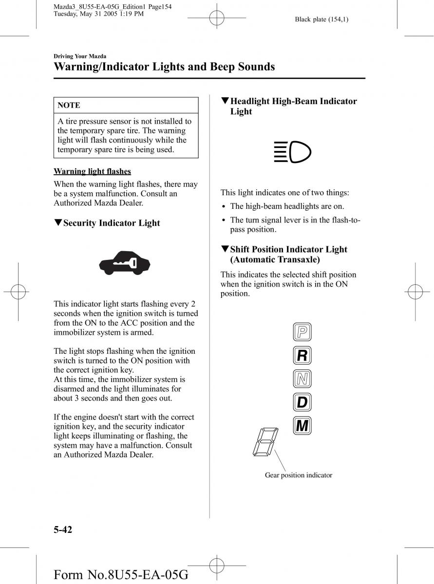 Mazda 3 I 1 owners manual / page 154