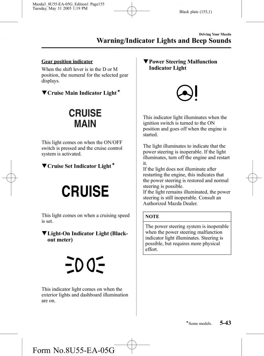 Mazda 3 I 1 owners manual / page 155